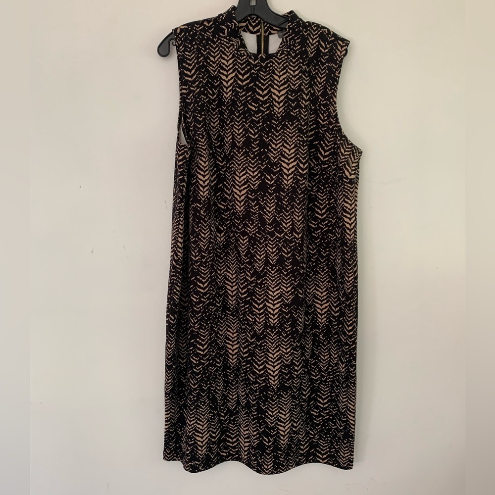 Vince Camuto 2X Black & Tan Animal Print Gold Zipper Back New no tag
